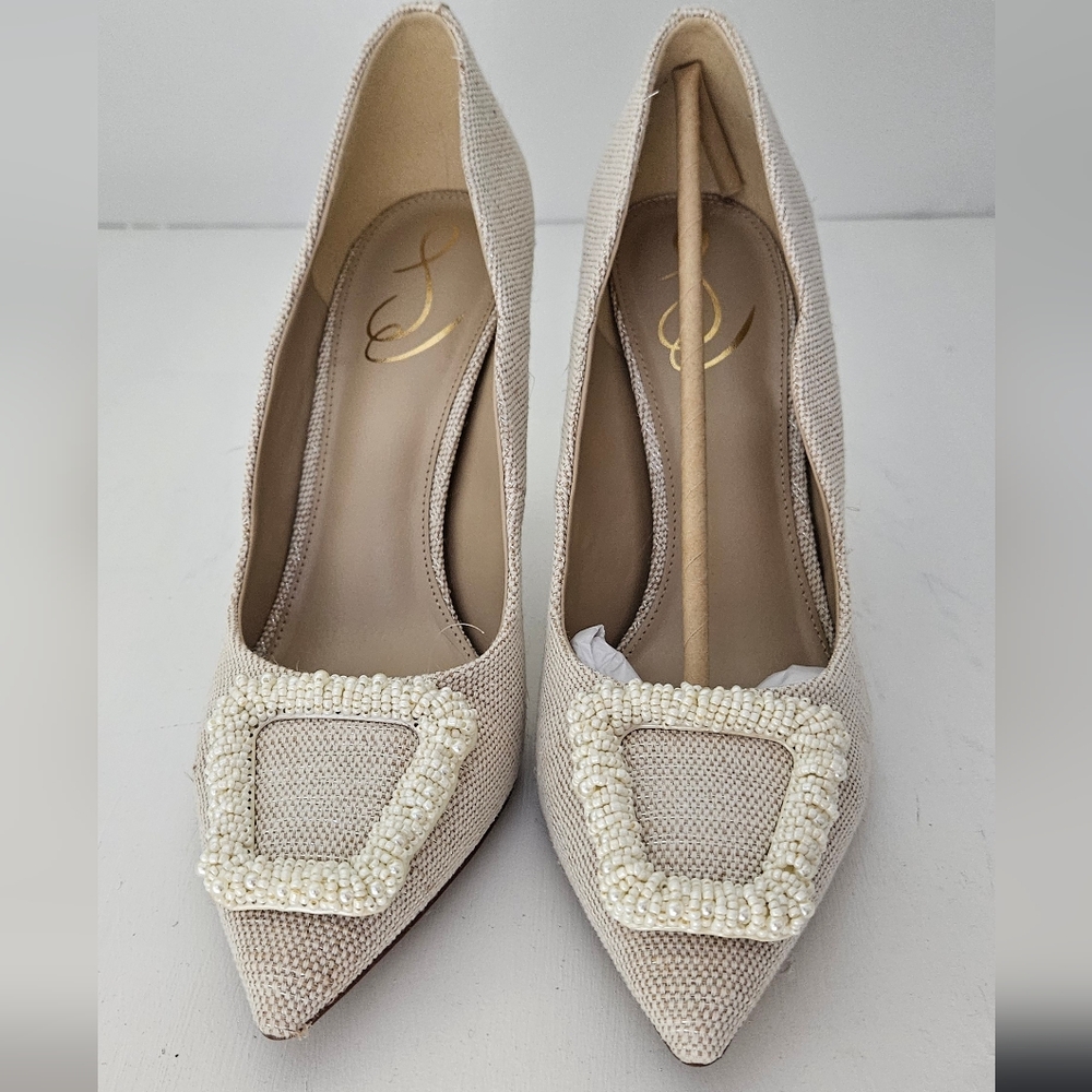 Sam Edelman Harriett Ivory Multi Pointed Toe Slip On Stiletto Heel Fashion Pump